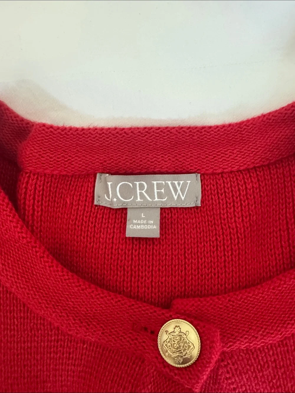 J. Crew Red Knit Cardigan Lady Jacket with Gold Buttons